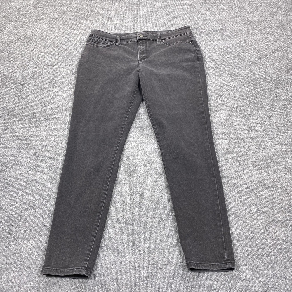 St. John's Bay Jeans Womens 14 Gray Skinny Leg Stretch Denim Dark Wash Casual
